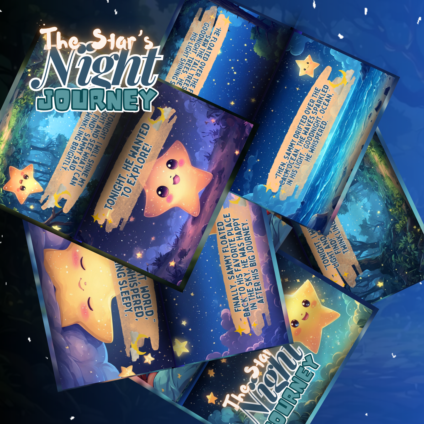 Colorful bundle story book featuring The Star's Night Journey with enchanting illustrations for kids