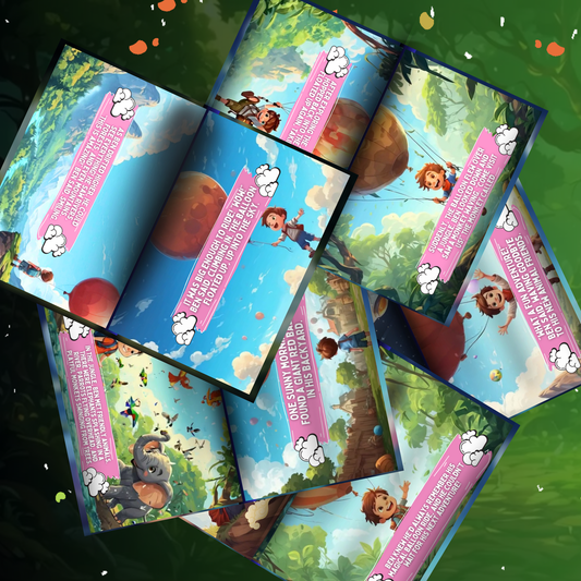 Colorful pages from a fun adventure book for children featuring playful illustrations and engaging stories