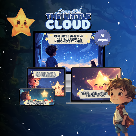 Milo and the Little Cloud digital bedtime book for toddlers with colorful illustrations and engaging story